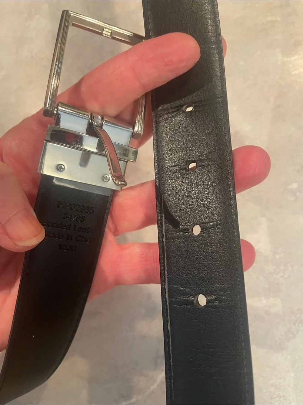 Perry Ellis Bonded Leather Reversible Belt with Silver Buckle